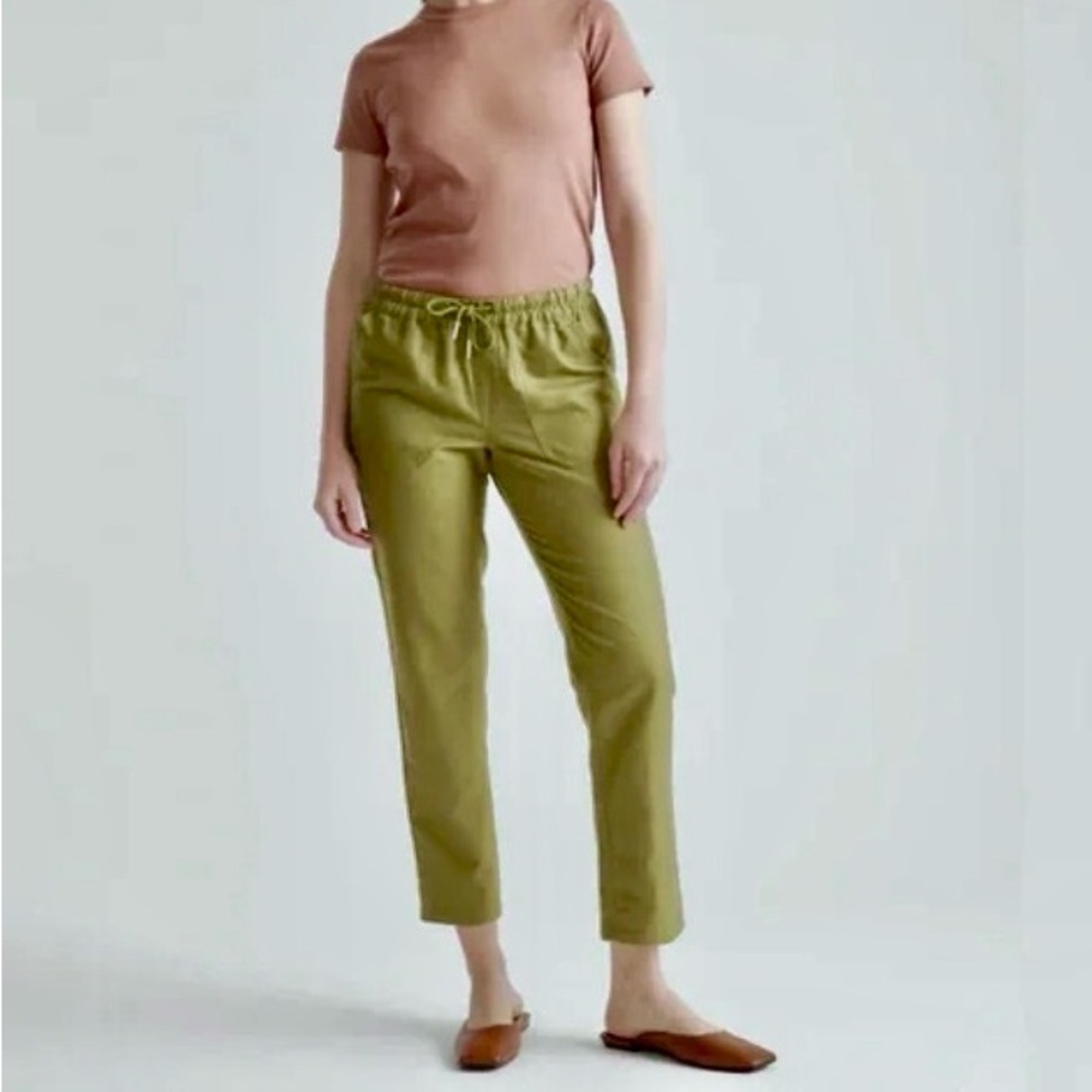 Quince Olive Straight Leg linen-cotton pants, near new